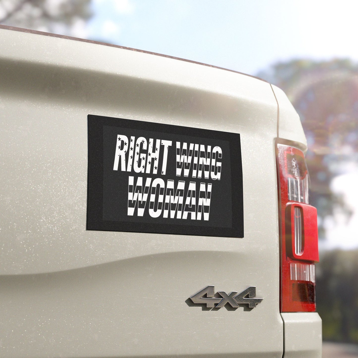 Right Wing Woman Car Magnet — Patriotic American Flag Political Magnet