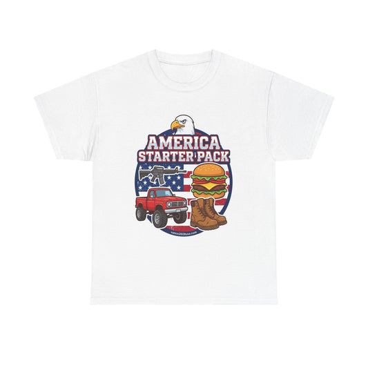 America Starter Pack T-Shirt — Patriotic Truck, Burger & Boots Tee