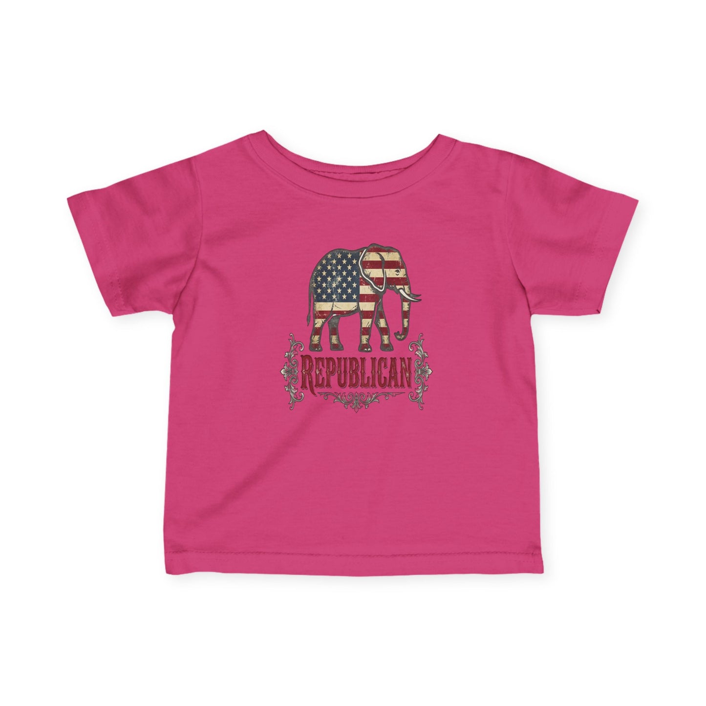 Infant Tee — American Flag Elephant "Republican" Baby Shirt, Patriotic Newborn Gift