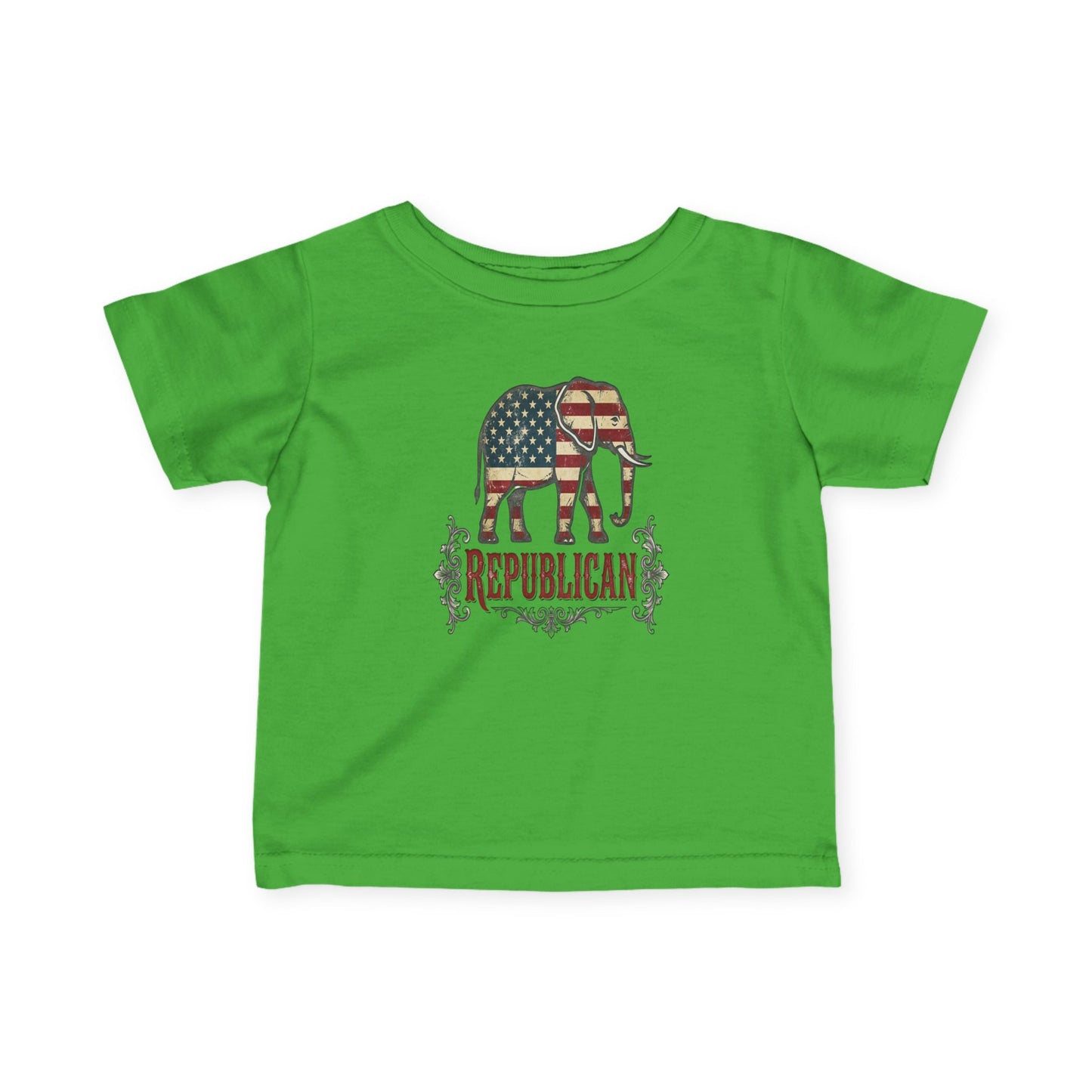 Infant Tee — American Flag Elephant "Republican" Baby Shirt, Patriotic Newborn Gift