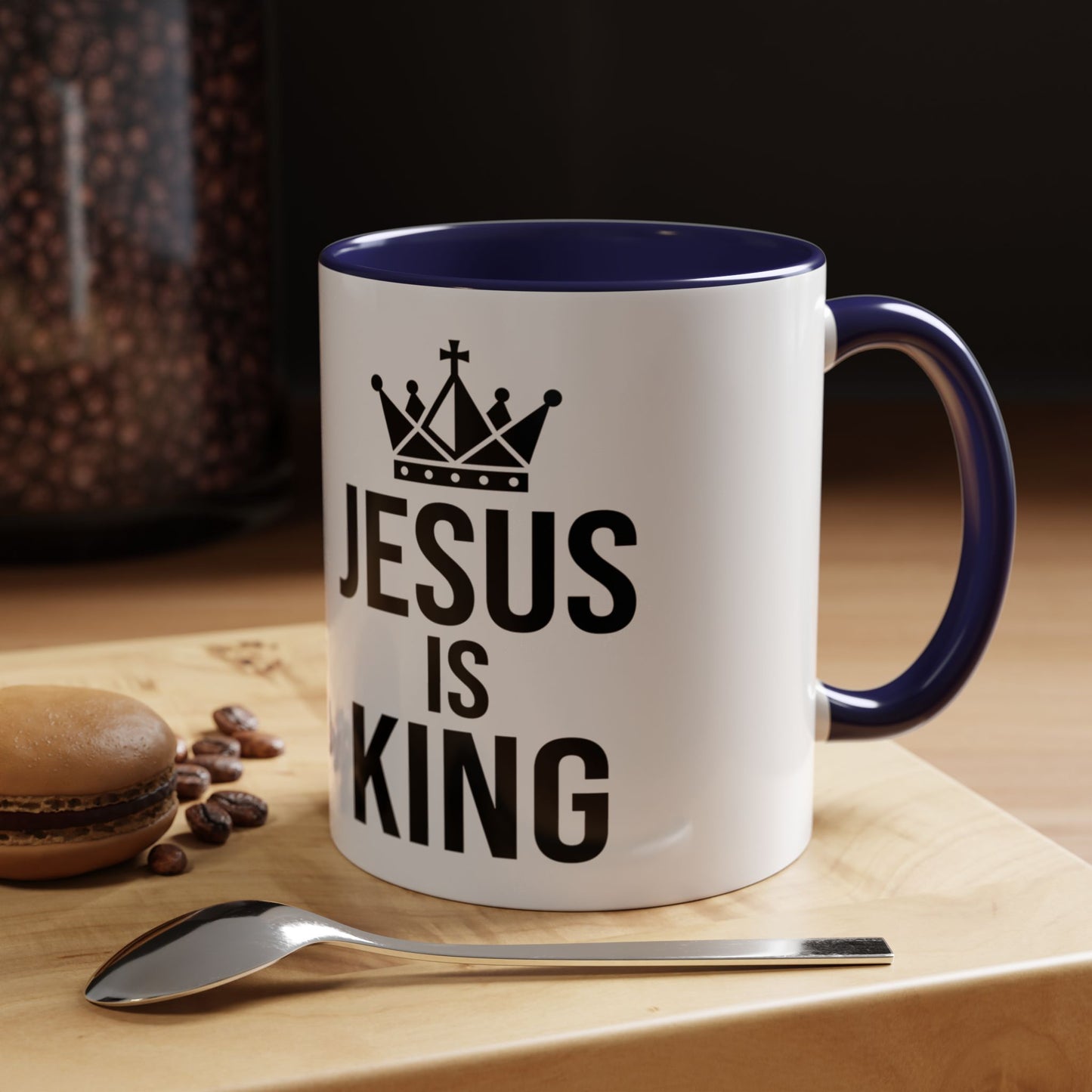 Jesus Is King Accent Coffee Mug — Christian Faith Religious Coffee Cup (11/15oz)