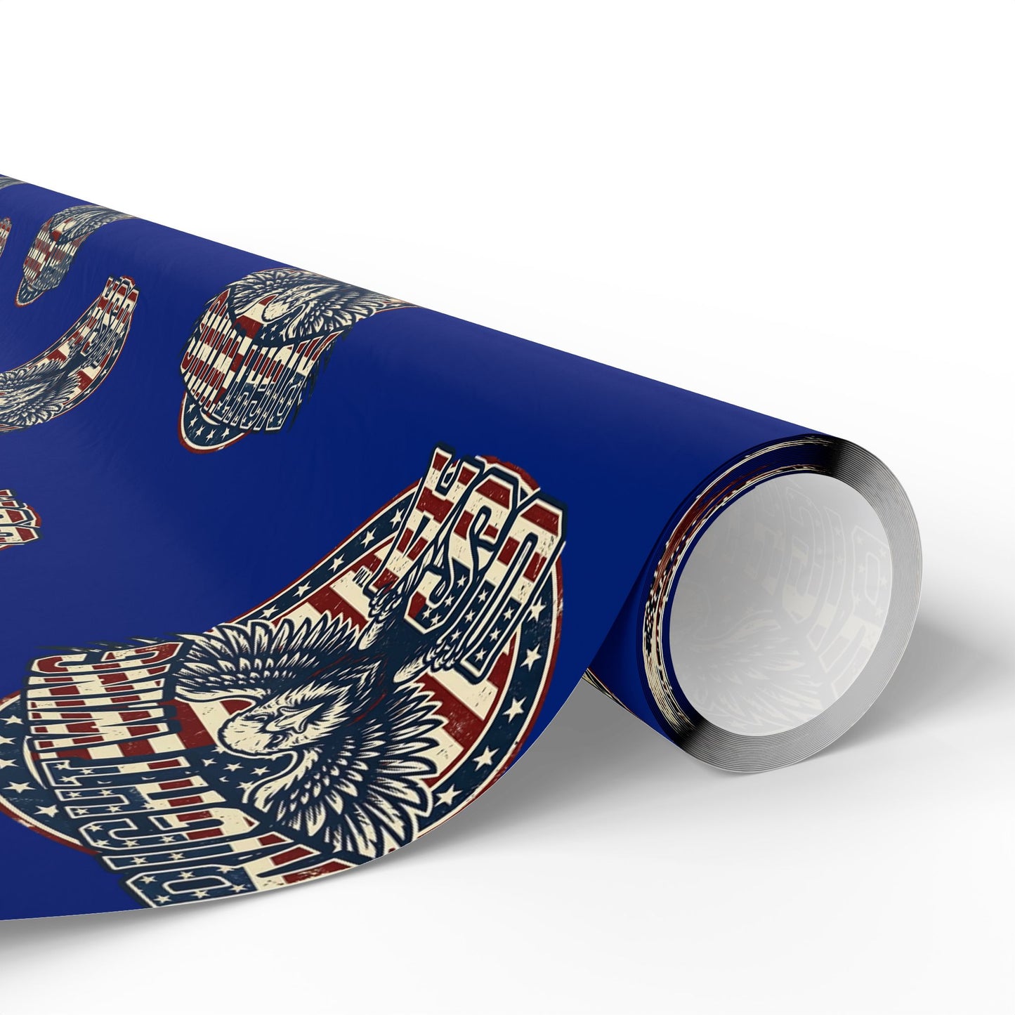 Wrapping Paper Roll — Patriotic Eagle & Flag Design on Deep Blue (Gift Wrap)