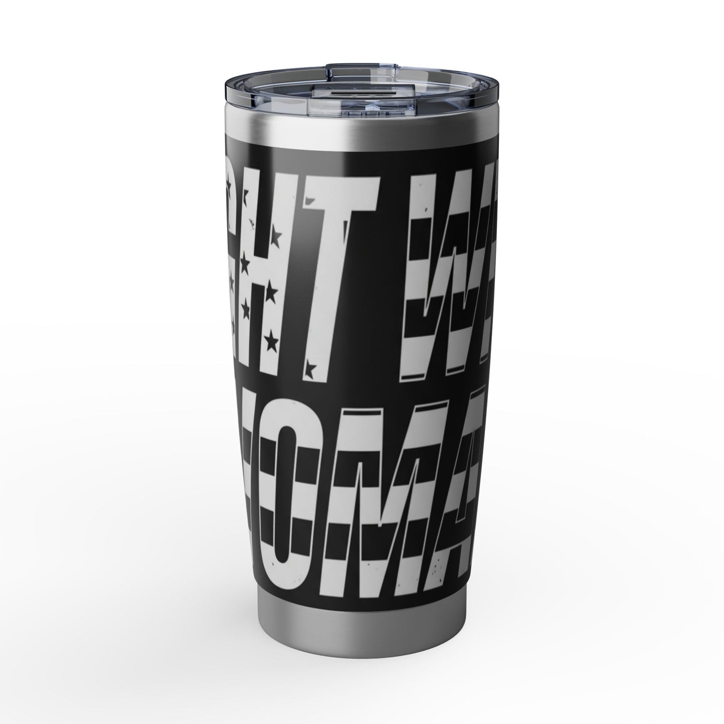 20oz Tumbler —  Right Wing Woman (Black & White, American Flag Accent)
