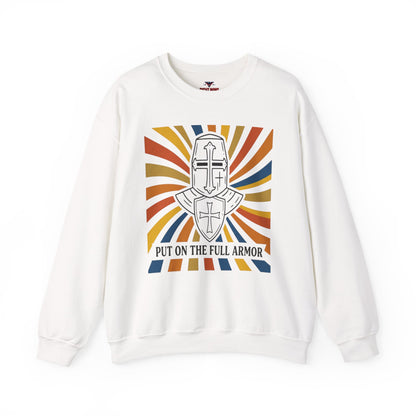Armor of Faith Crewneck Sweatshirt — "Put On The Full Armor" Christian Graphic Pullover