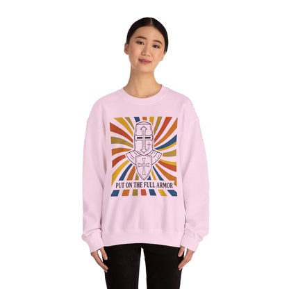 Armor of Faith Crewneck Sweatshirt — "Put On The Full Armor" Christian Graphic Pullover