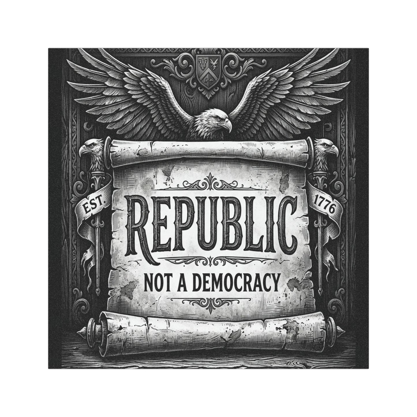 Republic Not a Democracy Car Magnet — Patriotic Vintage Eagle Political Decal