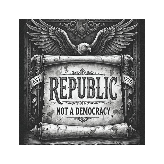 Republic Not a Democracy Car Magnet — Patriotic Vintage Eagle Political Decal