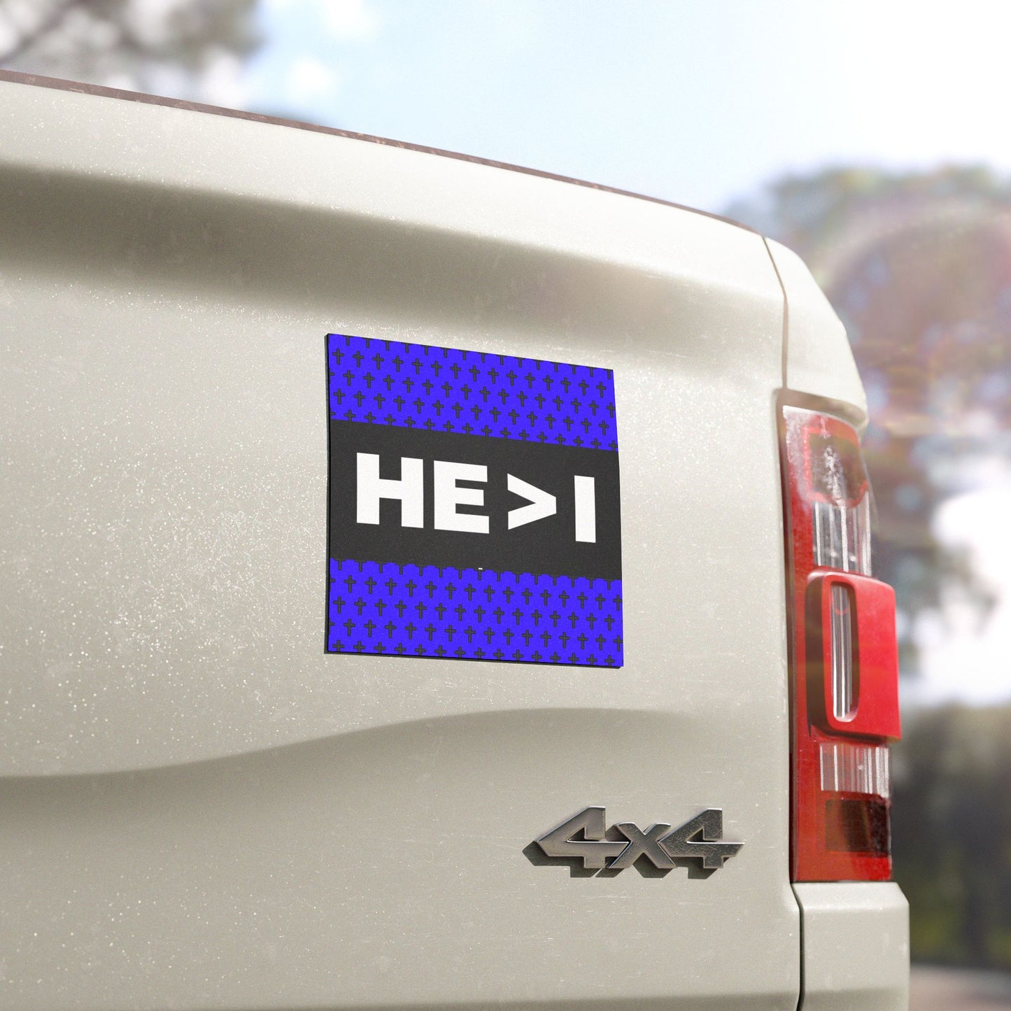 HE > I Cross Pattern Car Magnet — Christian Faith Vinyl Magnet