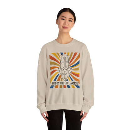 Armor of Faith Crewneck Sweatshirt — "Put On The Full Armor" Christian Graphic Pullover