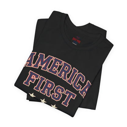 America First Graphic Tee — Patriotic USA Short Sleeve Shirt
