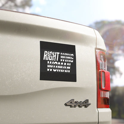 Right Wing Woman Car Magnet — Patriotic American Flag Political Magnet