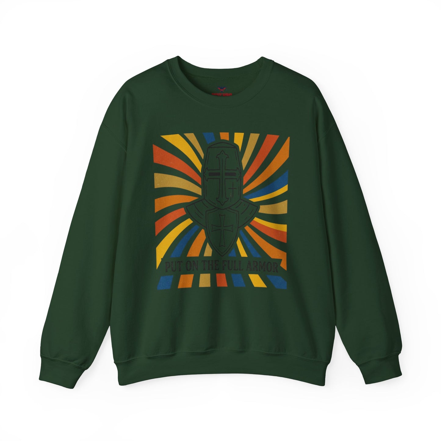 Armor of Faith Crewneck Sweatshirt — "Put On The Full Armor" Christian Graphic Pullover