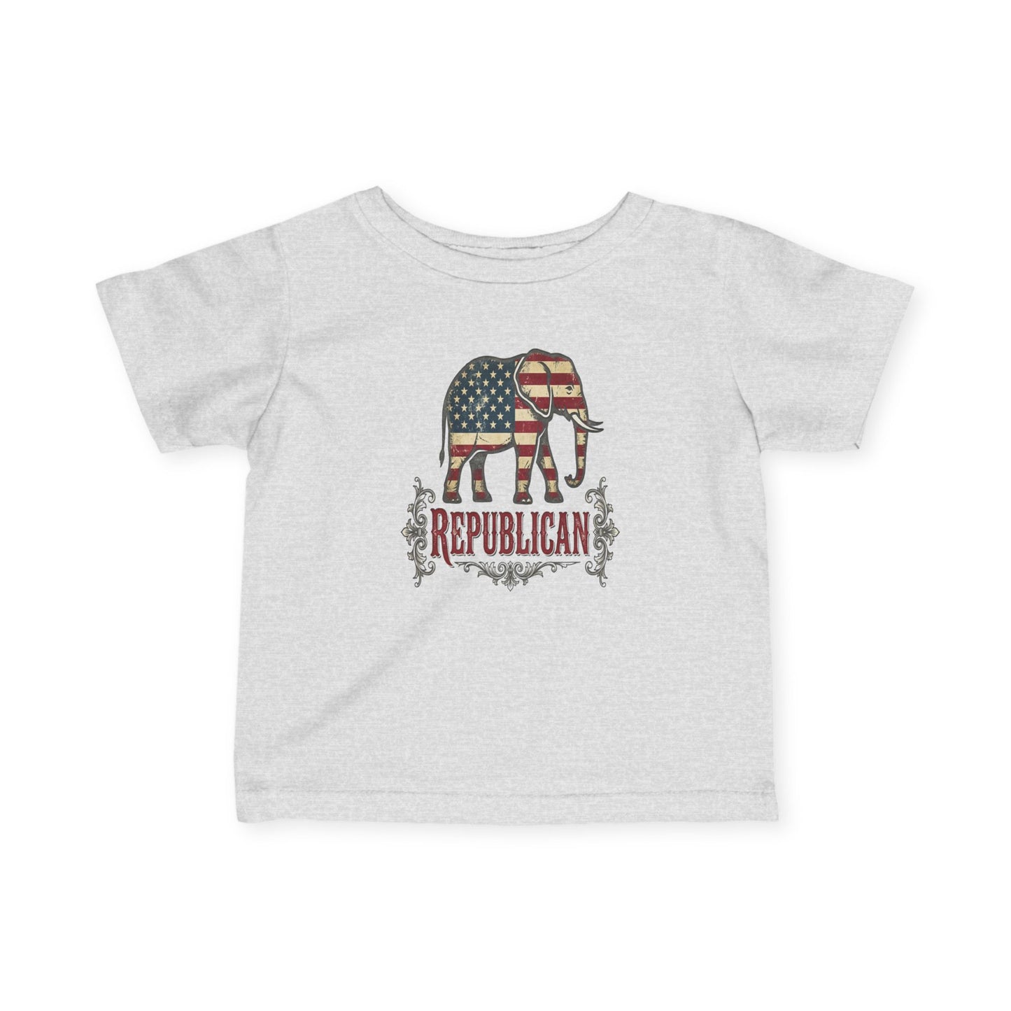 Infant Tee — American Flag Elephant "Republican" Baby Shirt, Patriotic Newborn Gift