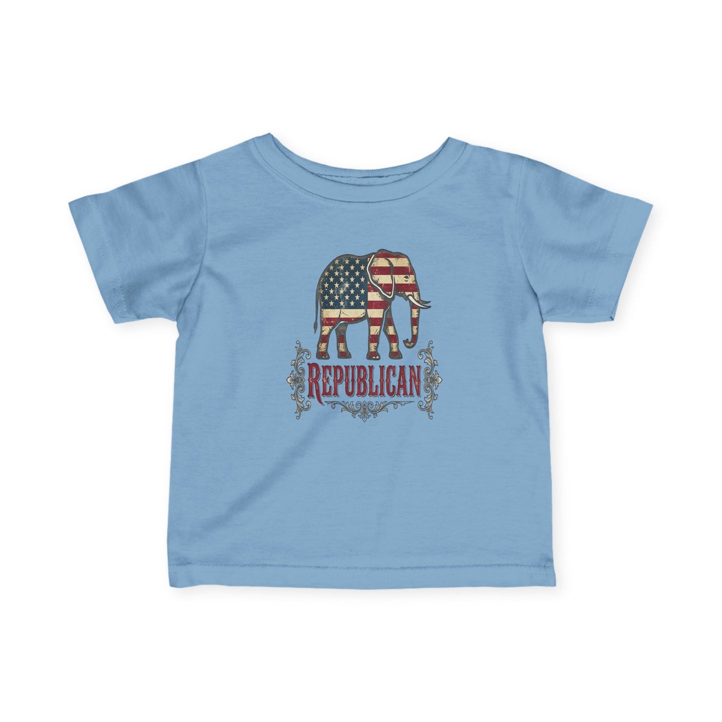 Infant Tee — American Flag Elephant "Republican" Baby Shirt, Patriotic Newborn Gift