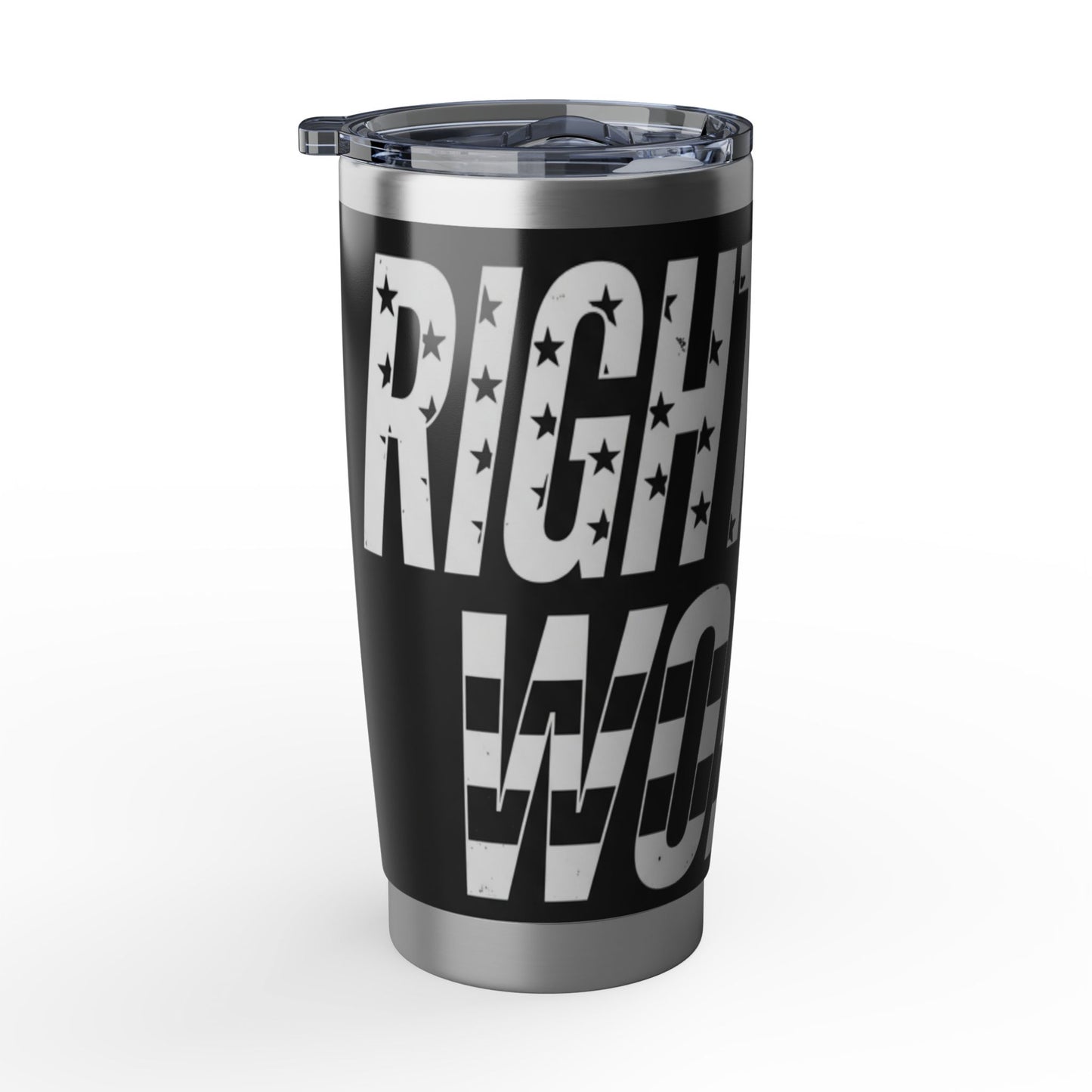 20oz Tumbler —  Right Wing Woman (Black & White, American Flag Accent)