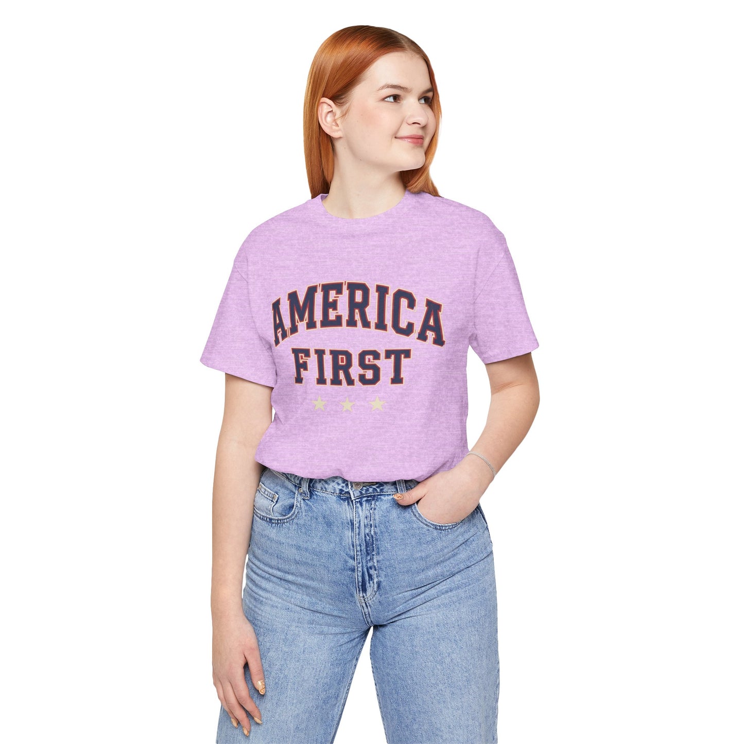 America First Graphic Tee — Patriotic USA Short Sleeve Shirt