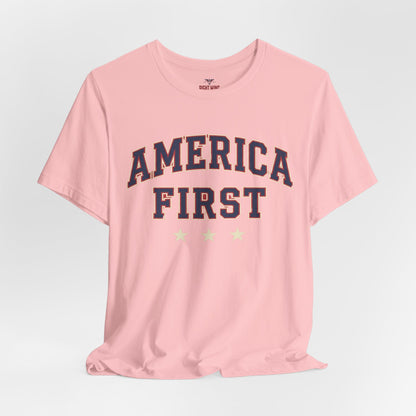 America First Graphic Tee — Patriotic USA Short Sleeve Shirt