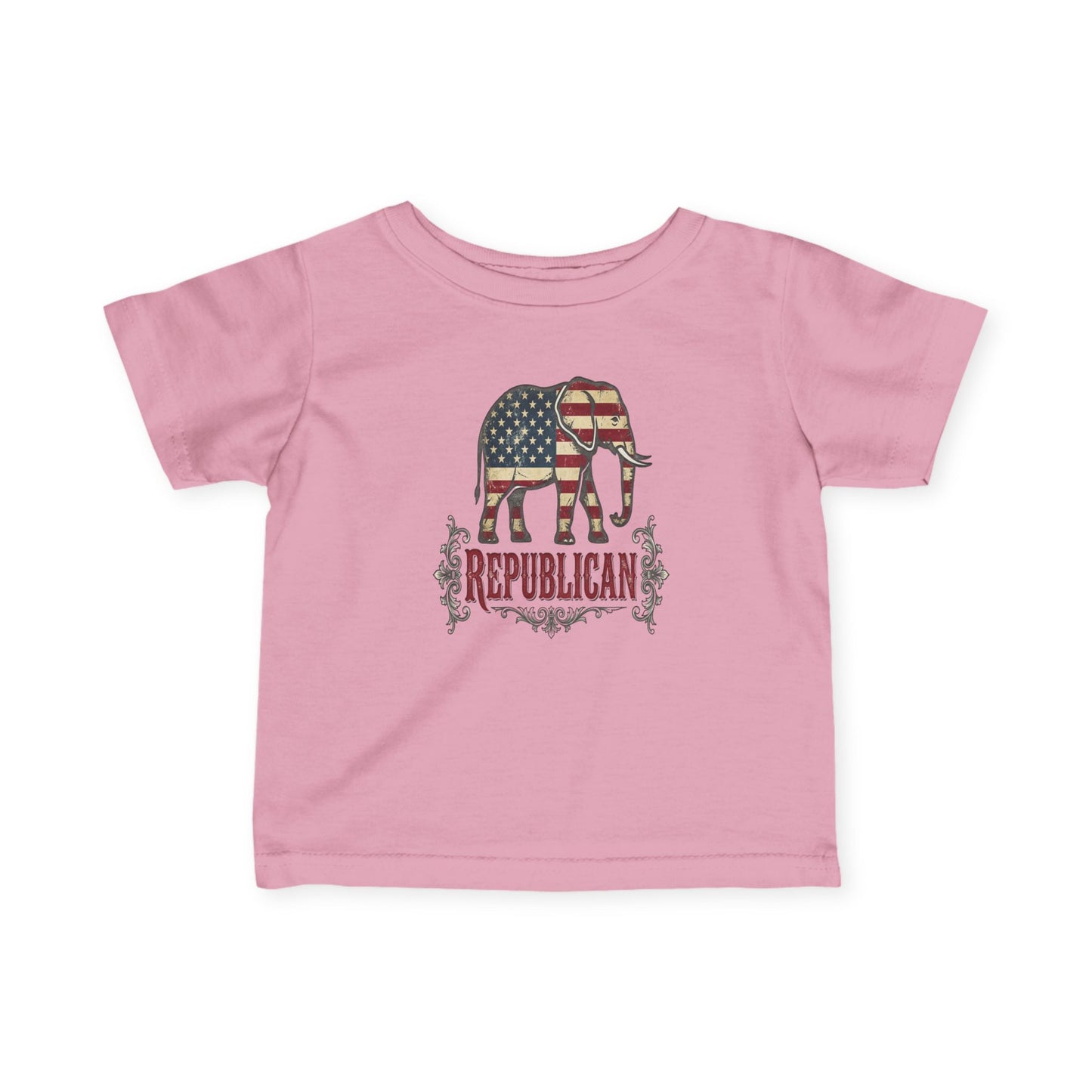 Infant Tee — American Flag Elephant "Republican" Baby Shirt, Patriotic Newborn Gift