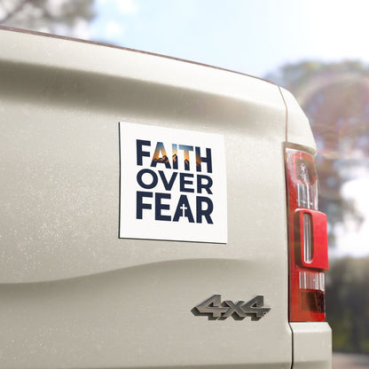 Faith Over Fear Car Magnet — Christian Inspirational Vehicle Decal