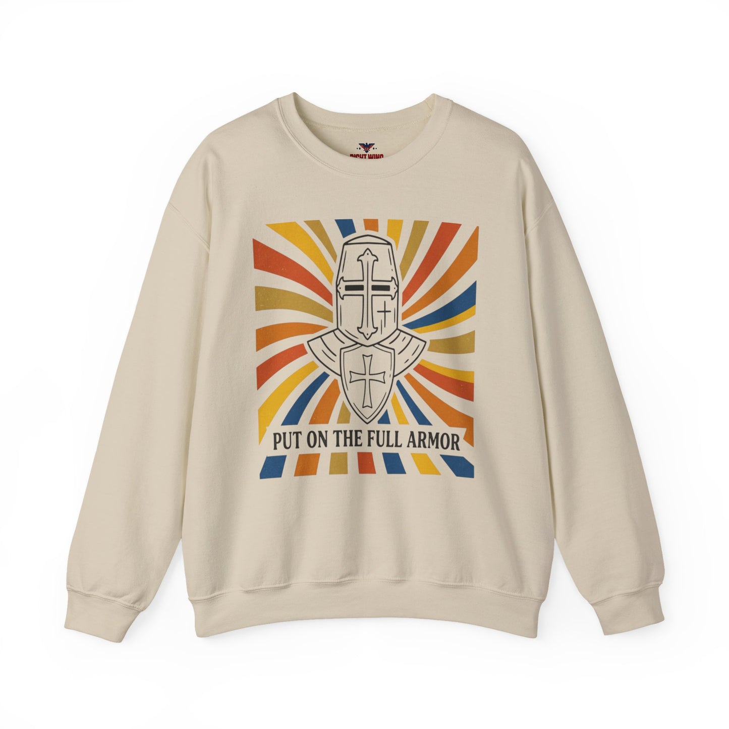 Armor of Faith Crewneck Sweatshirt — "Put On The Full Armor" Christian Graphic Pullover