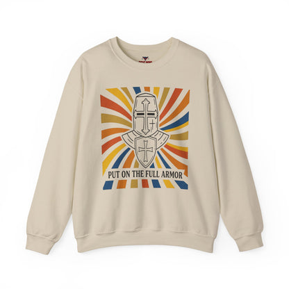 Armor of Faith Crewneck Sweatshirt — "Put On The Full Armor" Christian Graphic Pullover