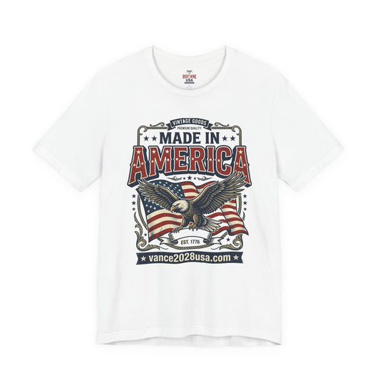 Patriotic Cotton T-Shirt – Vintage Eagle & Flag