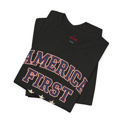 America First Graphic Tee — Patriotic USA Short Sleeve Shirt