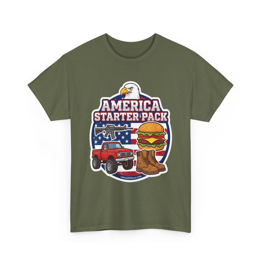 America Starter Pack T-Shirt — Patriotic Truck, Burger & Boots Tee